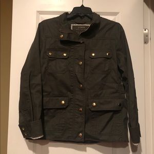 J. Crew army green jacket with Liberty of London